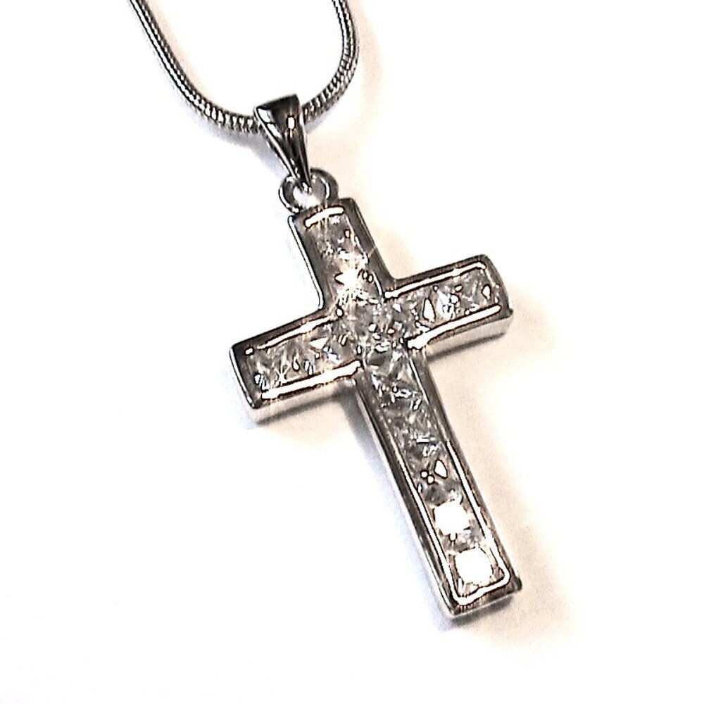 Simple Cz Cross Necklace - New w/Tags
